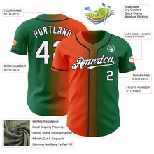 Load image into Gallery viewer, Custom Kelly Green White Orange-Black Authentic Gradient Fashion Baseball Jersey
