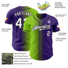 Load image into Gallery viewer, Custom Purple White Neon Green-Black Authentic Gradient Fashion Baseball Jersey
