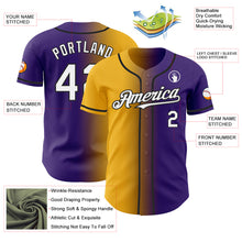 Load image into Gallery viewer, Custom Purple White Gold-Black Authentic Gradient Fashion Baseball Jersey
