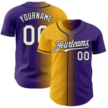 Load image into Gallery viewer, Custom Purple White Gold-Black Authentic Gradient Fashion Baseball Jersey
