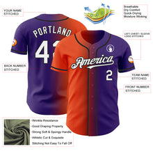 Load image into Gallery viewer, Custom Purple White Orange-Black Authentic Gradient Fashion Baseball Jersey
