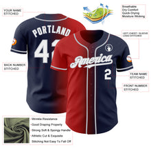 Load image into Gallery viewer, Custom Navy White Red-Gray Authentic Gradient Fashion Baseball Jersey
