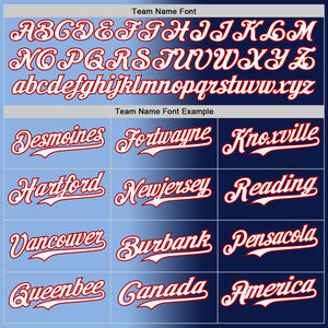 Custom Navy White Light Blue-Red Authentic Gradient Fashion Baseball Jersey