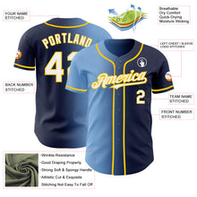 Load image into Gallery viewer, Custom Navy White Light Blue-Yellow Authentic Gradient Fashion Baseball Jersey
