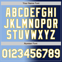 Load image into Gallery viewer, Custom Navy White Light Blue-Yellow Authentic Gradient Fashion Baseball Jersey

