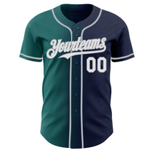 Load image into Gallery viewer, Custom Navy White Teal-Gray Authentic Gradient Fashion Baseball Jersey
