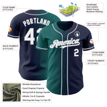 Load image into Gallery viewer, Custom Navy White Teal-Gray Authentic Gradient Fashion Baseball Jersey
