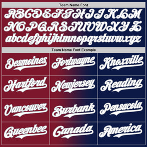 Custom Navy White Crimson-Gray Authentic Gradient Fashion Baseball Jersey