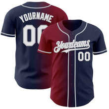 Load image into Gallery viewer, Custom Navy White Crimson-Gray Authentic Gradient Fashion Baseball Jersey
