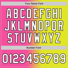 Load image into Gallery viewer, Custom Neon Yellow White Pink-Black Authentic Gradient Fashion Baseball Jersey
