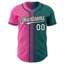 Load image into Gallery viewer, Custom Teal White Pink-Black Authentic Gradient Fashion Baseball Jersey
