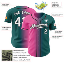 Load image into Gallery viewer, Custom Teal White Pink-Black Authentic Gradient Fashion Baseball Jersey
