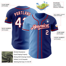 Load image into Gallery viewer, Custom Royal White Light Blue-Red Authentic Gradient Fashion Baseball Jersey
