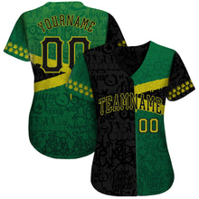 Load image into Gallery viewer, Custom Graffiti Pattern Black-Green 3D Jamaica Authentic Baseball Jersey
