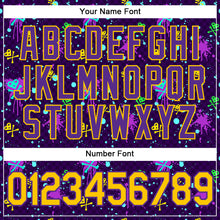 Load image into Gallery viewer, Custom Graffiti Pattern Gold-Purple 3D Clashing Colors Paint-Splatter Performance T-Shirt
