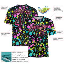 Load image into Gallery viewer, Custom Graffiti Pattern Black-Pink 3D Neon Splatter Performance T-Shirt
