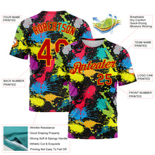 Load image into Gallery viewer, Custom Graffiti Pattern Red-Gold 3D Colorful Splattered Messy Art Ink Paintbrush Drawing Performance T-Shirt

