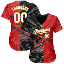 Load image into Gallery viewer, Custom Graffiti Pattern White Black-Yellow 3D Scratch Authentic Baseball Jersey
