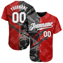 Load image into Gallery viewer, Custom Graffiti Pattern White Black-Gray 3D Scratch Authentic Baseball Jersey
