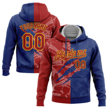 Load image into Gallery viewer, Custom Stitched Graffiti Pattern Red Royal-Gold 3D Scratch Sports Pullover Sweatshirt Hoodie
