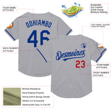Load image into Gallery viewer, Custom Gray Royal-Red Mesh Authentic Throwback Baseball Jersey
