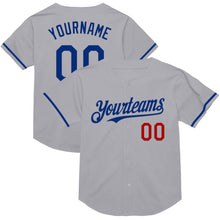 Load image into Gallery viewer, Custom Gray Royal-Red Mesh Authentic Throwback Baseball Jersey
