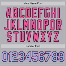 Load image into Gallery viewer, Custom Gray Light Blue Black-Pink Mesh Authentic Throwback Baseball Jersey
