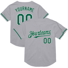 Load image into Gallery viewer, Custom Gray Kelly Green-Black Mesh Authentic Throwback Baseball Jersey
