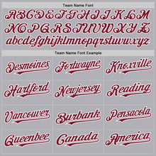 Load image into Gallery viewer, Custom Gray Crimson-White Mesh Authentic Throwback Baseball Jersey
