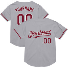 Load image into Gallery viewer, Custom Gray Crimson-White Mesh Authentic Throwback Baseball Jersey
