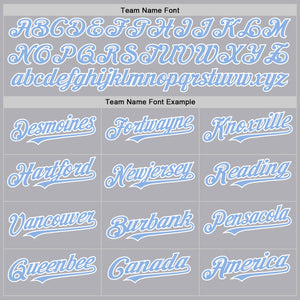 Custom Gray Light Blue-White Mesh Authentic Throwback Baseball Jersey