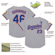 Load image into Gallery viewer, Custom Gray Royal-Red Mesh Authentic Throwback Baseball Jersey
