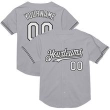 Load image into Gallery viewer, Custom Gray White-Black Mesh Authentic Throwback Baseball Jersey
