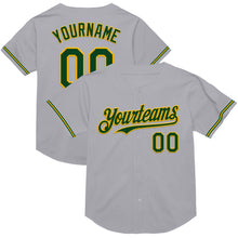 Load image into Gallery viewer, Custom Gray Green-Gold Mesh Authentic Throwback Baseball Jersey
