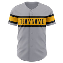 Load image into Gallery viewer, Custom Gray Black-Gold Authentic Baseball Jersey
