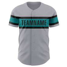 Load image into Gallery viewer, Custom Gray Black-Teal Authentic Baseball Jersey
