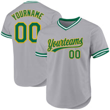 Load image into Gallery viewer, Custom Gray Kelly Green-Gold Authentic Throwback Baseball Jersey
