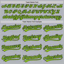 Load image into Gallery viewer, Custom Gray Neon Green-Black Authentic Throwback Baseball Jersey
