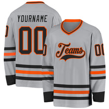 Load image into Gallery viewer, Custom Gray Black-Orange Hockey Jersey
