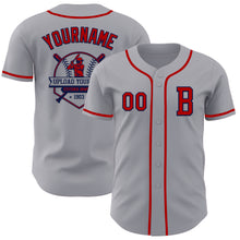 Load image into Gallery viewer, Custom Gray Red-Navy Authentic Baseball Jersey
