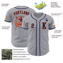 Load image into Gallery viewer, Custom Gray Navy-Orange Authentic Baseball Jersey
