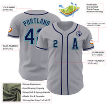 Load image into Gallery viewer, Custom Gray Navy-Teal Authentic Baseball Jersey
