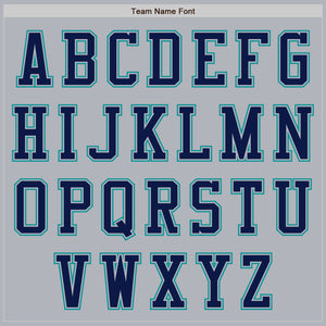 Custom Gray Navy-Teal Authentic Baseball Jersey