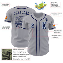 Load image into Gallery viewer, Custom Gray Navy-Light Blue Authentic Baseball Jersey
