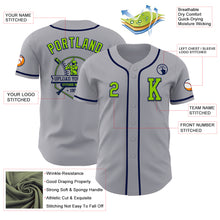 Load image into Gallery viewer, Custom Gray Neon Green-Navy Authentic Baseball Jersey
