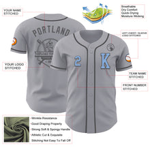 Load image into Gallery viewer, Custom Gray Light Blue-Steel Gray Authentic Baseball Jersey

