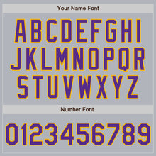 Load image into Gallery viewer, Custom Gray Purple-Gold Authentic Baseball Jersey
