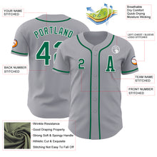 Load image into Gallery viewer, Custom Gray Kelly Green-White Authentic Baseball Jersey
