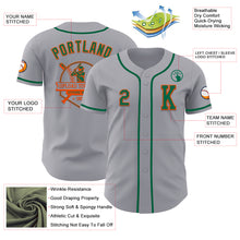 Load image into Gallery viewer, Custom Gray Kelly Green-Orange Authentic Baseball Jersey
