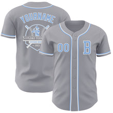 Load image into Gallery viewer, Custom Gray Light Blue-White Authentic Baseball Jersey

